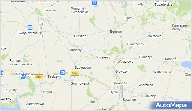 mapa Kisielewo gmina Dobrzyń nad Wisłą, Kisielewo gmina Dobrzyń nad Wisłą na mapie Targeo