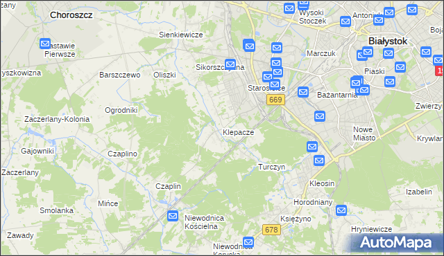 mapa Klepacze gmina Choroszcz, Klepacze gmina Choroszcz na mapie Targeo