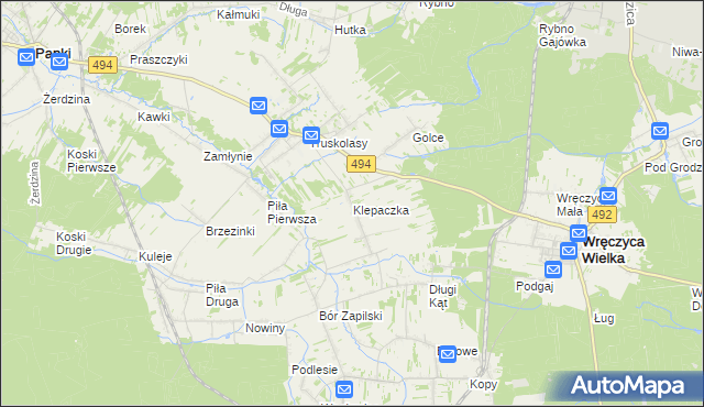 mapa Klepaczka gmina Wręczyca Wielka, Klepaczka gmina Wręczyca Wielka na mapie Targeo