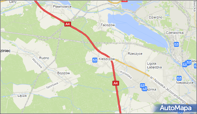 mapa Kleszczów gmina Rudziniec, Kleszczów gmina Rudziniec na mapie Targeo