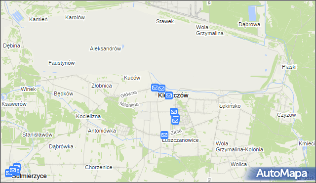 mapa Kleszczów powiat bełchatowski, Kleszczów powiat bełchatowski na mapie Targeo