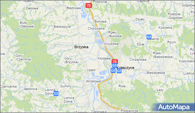 mapa Kłodawa gmina Brzyska, Kłodawa gmina Brzyska na mapie Targeo