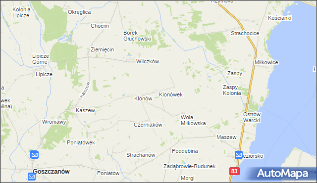 mapa Klonówek, Klonówek na mapie Targeo