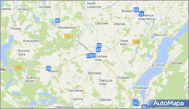 mapa Klukowa Huta, Klukowa Huta na mapie Targeo