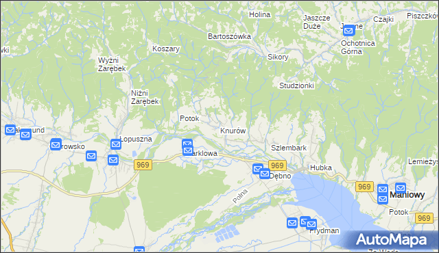 mapa Knurów gmina Nowy Targ, Knurów gmina Nowy Targ na mapie Targeo