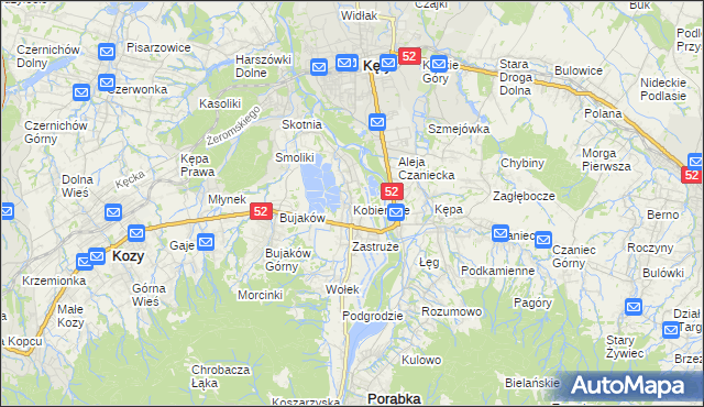 mapa Kobiernice, Kobiernice na mapie Targeo