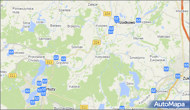 mapa Kobysewo, Kobysewo na mapie Targeo