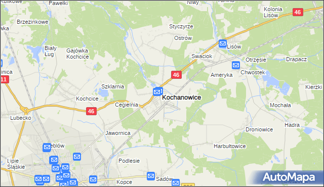 mapa Kochanowice, Kochanowice na mapie Targeo