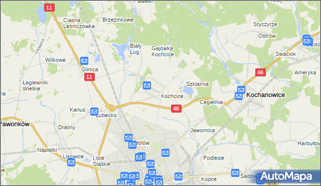 mapa Kochcice, Kochcice na mapie Targeo
