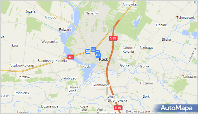 mapa Kock powiat lubartowski, Kock powiat lubartowski na mapie Targeo