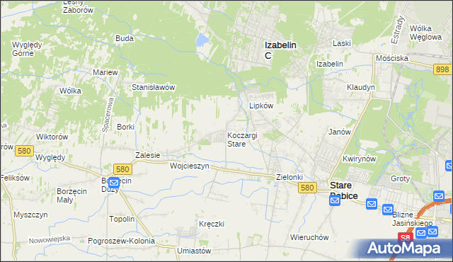 mapa Koczargi Stare, Koczargi Stare na mapie Targeo