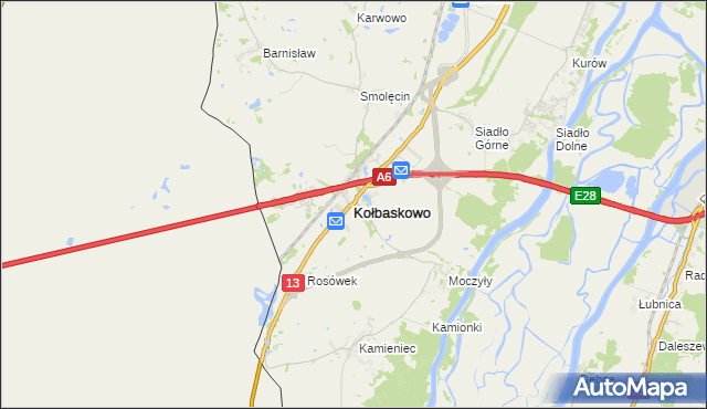 mapa Kołbaskowo, Kołbaskowo na mapie Targeo