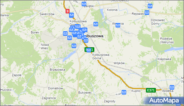 mapa Kolbuszowa Górna, Kolbuszowa Górna na mapie Targeo