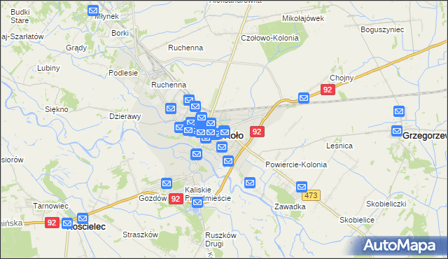mapa Koło, Koło na mapie Targeo