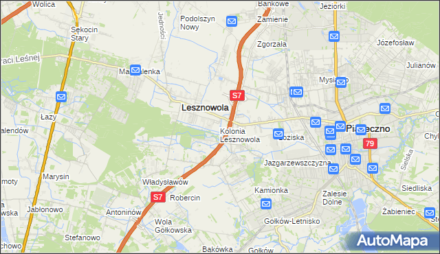 mapa Kolonia Lesznowola, Kolonia Lesznowola na mapie Targeo