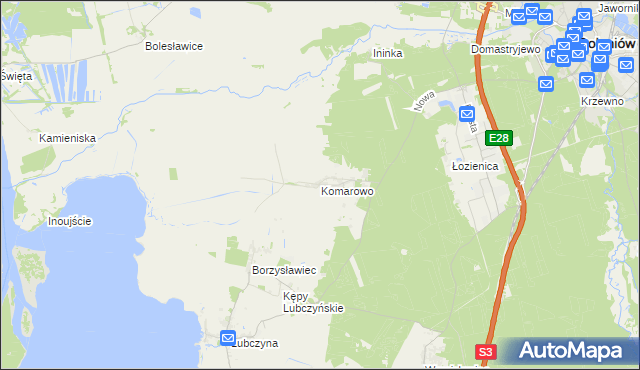 mapa Komarowo, Komarowo na mapie Targeo