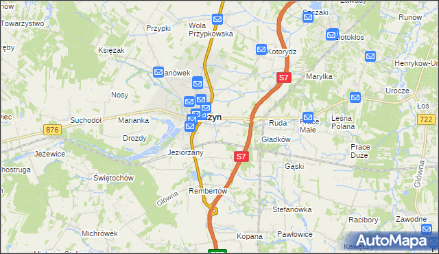 mapa Komorniki gmina Tarczyn, Komorniki gmina Tarczyn na mapie Targeo