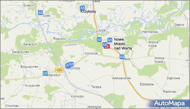mapa Komorze Nowe, Komorze Nowe na mapie Targeo
