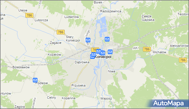 mapa Koniecpol, Koniecpol na mapie Targeo