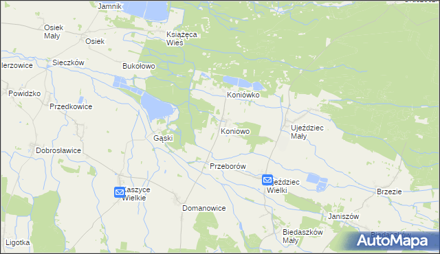 mapa Koniowo gmina Trzebnica, Koniowo gmina Trzebnica na mapie Targeo