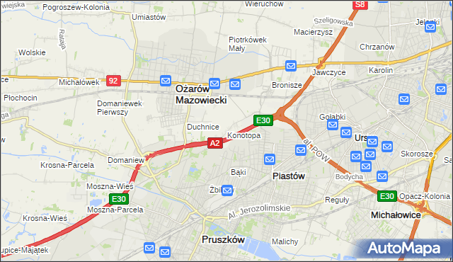 mapa Konotopa gmina Ożarów Mazowiecki, Konotopa gmina Ożarów Mazowiecki na mapie Targeo