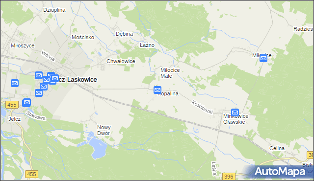 mapa Kopalina gmina Jelcz-Laskowice, Kopalina gmina Jelcz-Laskowice na mapie Targeo