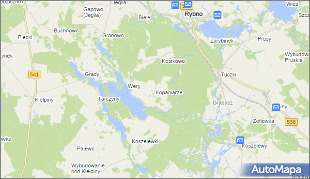 mapa Kopaniarze, Kopaniarze na mapie Targeo