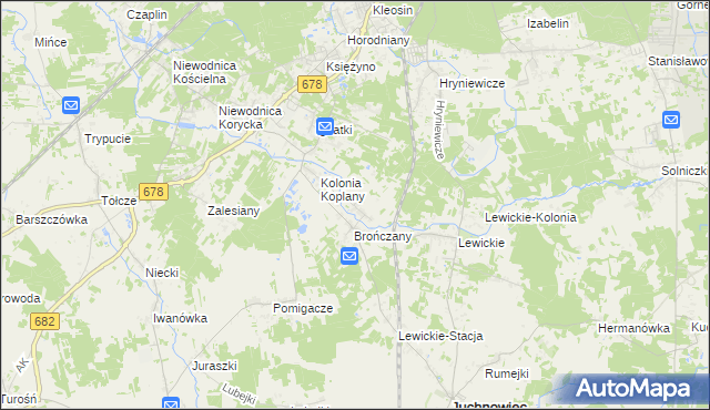 mapa Koplany, Koplany na mapie Targeo