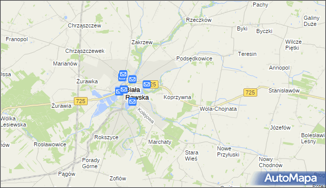 mapa Koprzywna, Koprzywna na mapie Targeo