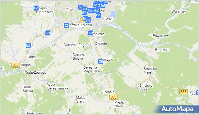 mapa Korczów, Korczów na mapie Targeo