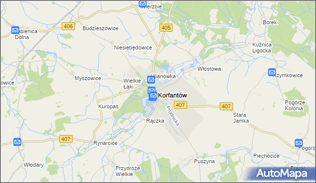 mapa Korfantów, Korfantów na mapie Targeo