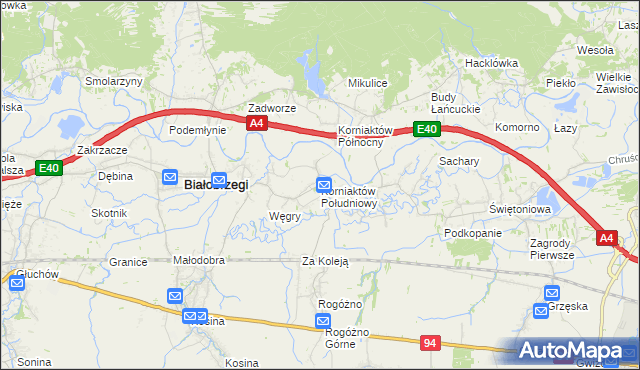 mapa Korniaktów Południowy, Korniaktów Południowy na mapie Targeo