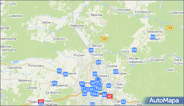 mapa Kornica, Kornica na mapie Targeo
