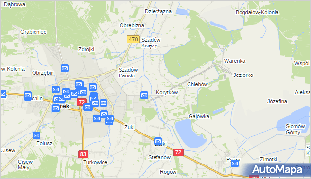 mapa Korytków gmina Turek, Korytków gmina Turek na mapie Targeo