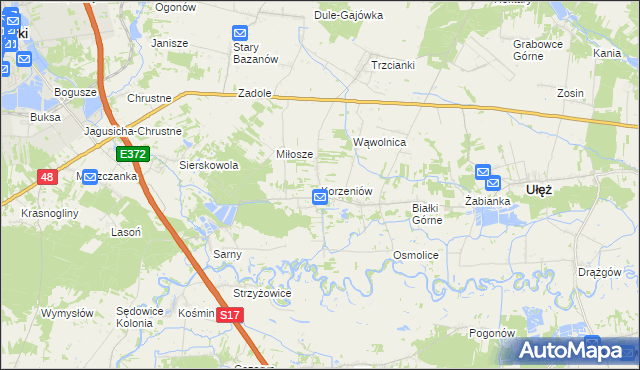 mapa Korzeniów gmina Ułęż, Korzeniów gmina Ułęż na mapie Targeo