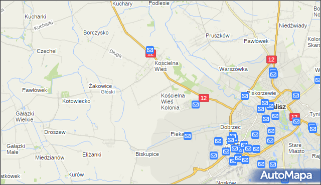 mapa Kościelna Wieś Kolonia, Kościelna Wieś Kolonia na mapie Targeo