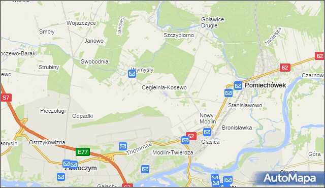 mapa Kosewo gmina Pomiechówek, Kosewo gmina Pomiechówek na mapie Targeo