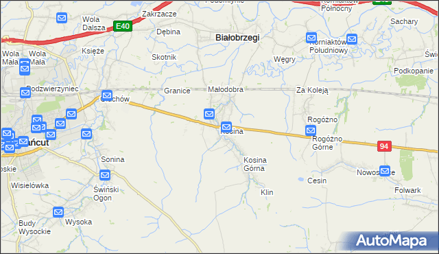 mapa Kosina, Kosina na mapie Targeo