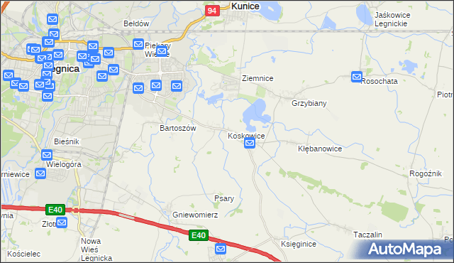 mapa Koskowice, Koskowice na mapie Targeo