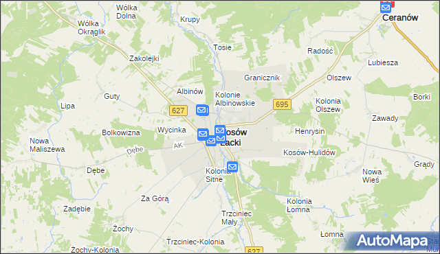 mapa Kosów Lacki, Kosów Lacki na mapie Targeo