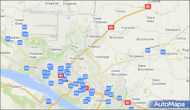 mapa Kostrogaj, Kostrogaj na mapie Targeo