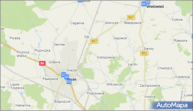 mapa Kotliszowice, Kotliszowice na mapie Targeo