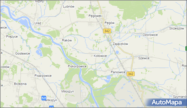 mapa Kotowice gmina Oborniki Śląskie, Kotowice gmina Oborniki Śląskie na mapie Targeo
