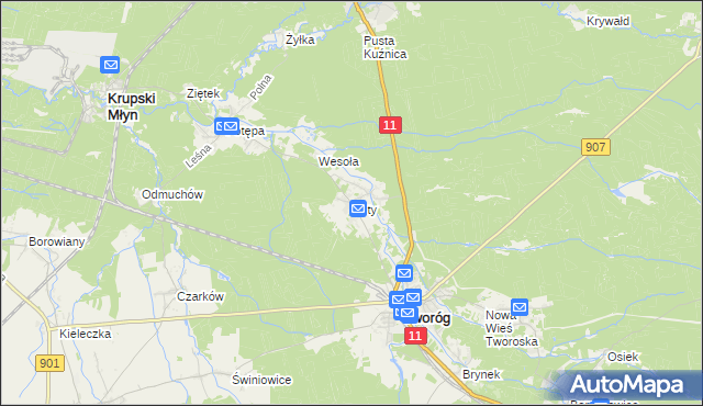 mapa Koty gmina Tworóg, Koty gmina Tworóg na mapie Targeo