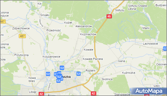 mapa Kowale gmina Praszka, Kowale gmina Praszka na mapie Targeo