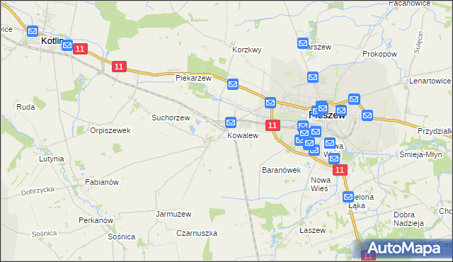 mapa Kowalew gmina Pleszew, Kowalew gmina Pleszew na mapie Targeo