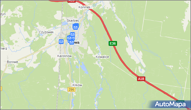 mapa Kowalice, Kowalice na mapie Targeo