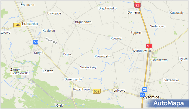 mapa Kowrózek, Kowrózek na mapie Targeo