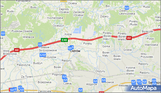 mapa Kozodrza, Kozodrza na mapie Targeo