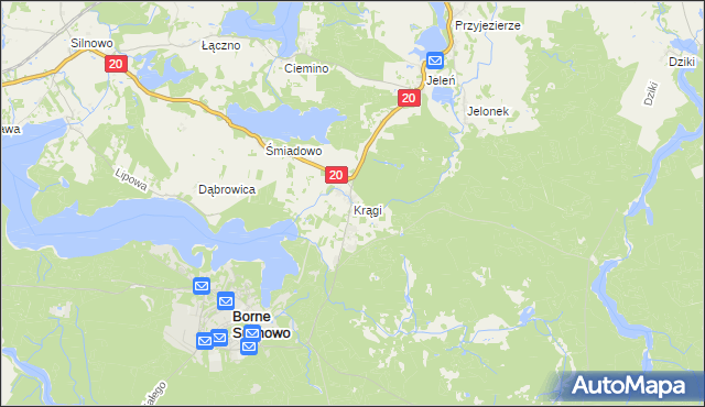 mapa Krągi, Krągi na mapie Targeo